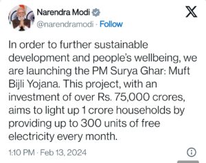 PM–Surya Ghar: Muft Bijli Yojana 2024